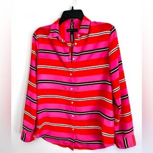 Banana Republic Red/Pink/White Striped Blouse; Size Small